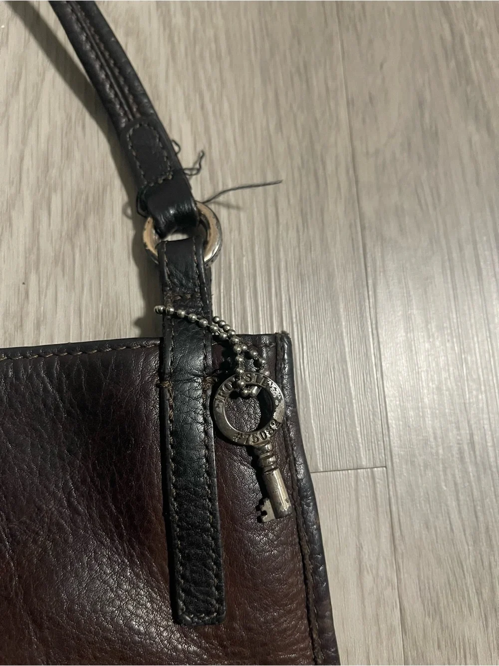 Classic Fossil Brown Leather Crossbody Bag